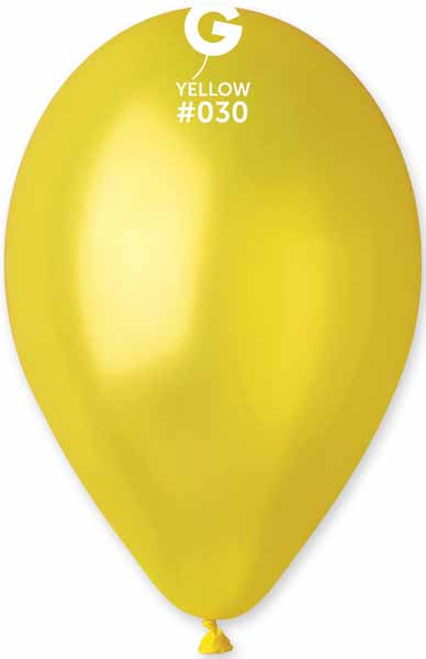 Gemar 12" Metallic Yellow #030 Latex Balloons, 50 Count