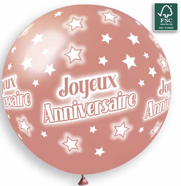 Gemar 31" Joyeux Anniversaire Rose Gold Foil Balloon