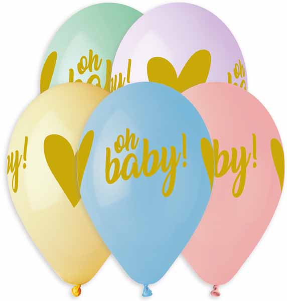 Gemar 13" Oh Baby Printed Latex Balloons, 50 Count