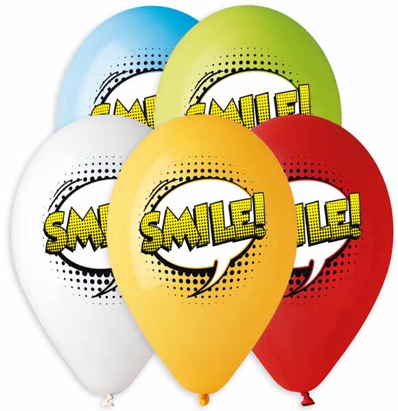Gemar 13-Inch Assorted Smile Latex Balloons, 50 Count