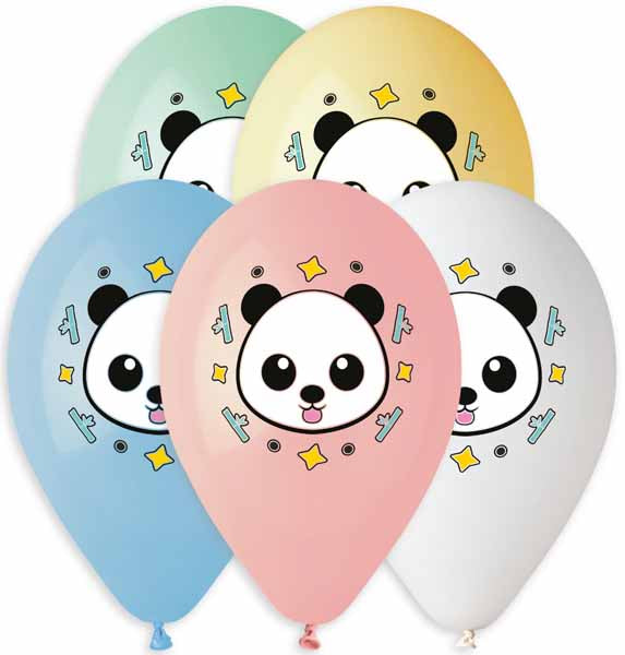 Gemar 13-Inch Multicolour Panda Latex Balloons, 50 Count
