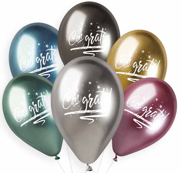 Gemar 13" Shiny Congrats Latex Balloons, 25 Pack