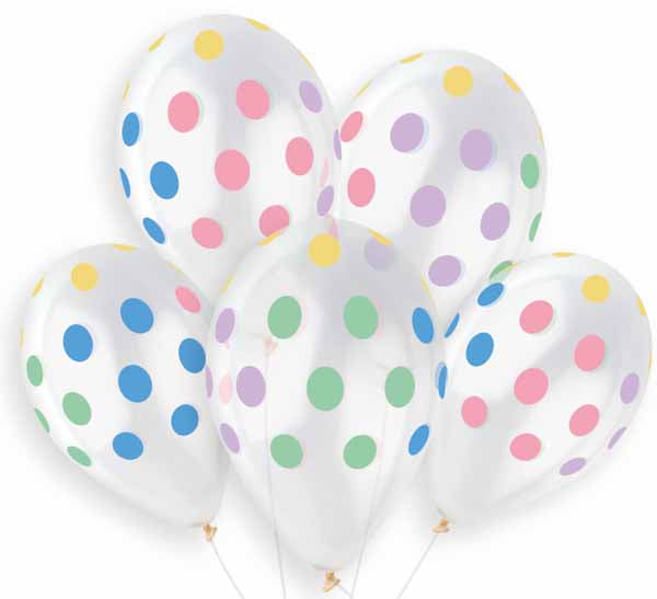 Gemar 13-Inch Multicolor Polka Dot Latex Balloons, 50 Count
