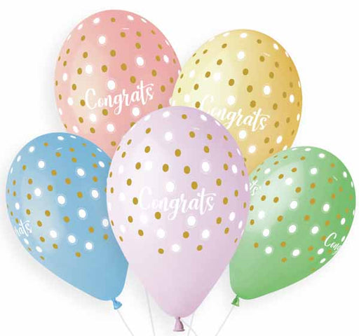 Gemar 13-Inch Congrats Golden Dots Latex Balloons, 50 Count