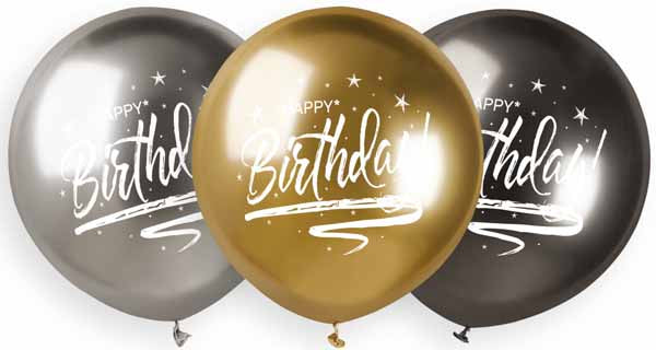 Gemar 19-Inch Shiny Happy Birthday Latex Balloons, 25 Count