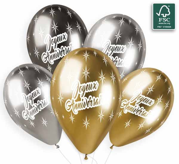 Gemar 13 Inch Shiny Joyeux Anniversaire Balloons, 25 Pack