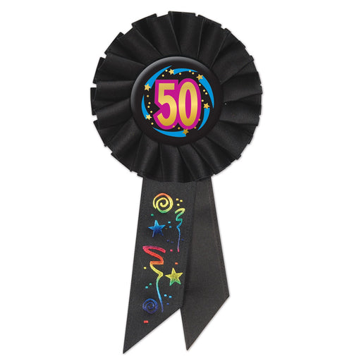Age 50 Deluxe Rosette: Premium Quality Birthday Decoration (3/Pk)