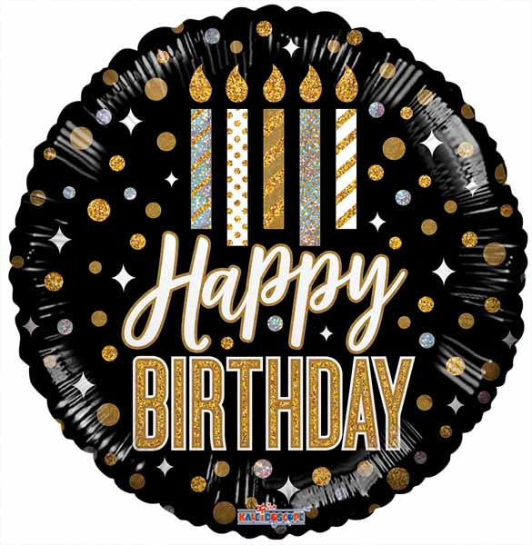 Birthday Candles & Dots 9-Inch Holographic Foil Balloon