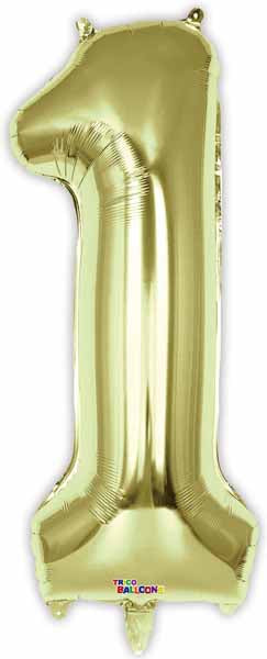 34-Inch Number 1 Balloon in White Gold