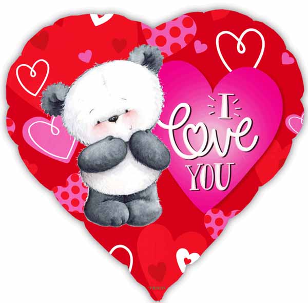 I Love You Bear 18-Inch Heart Foil Balloon