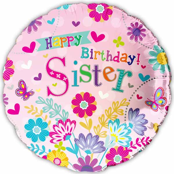 Happy Birthday Sister 18-Inch Foil Balloon