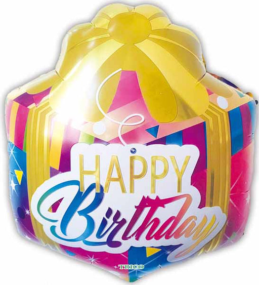 18" Happy Birthday Present-Shaped Foil Balloon