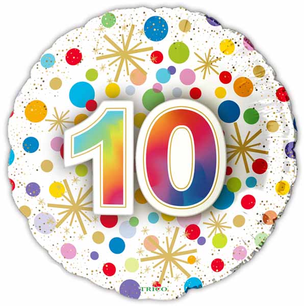 Number 10 Foil Balloon, 18 Inch