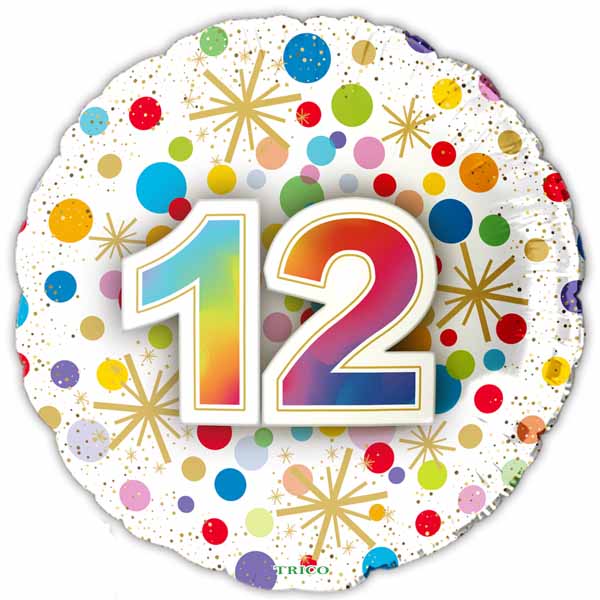 Number 12 Foil Balloon, 18 Inch