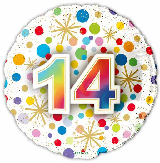 Number 14 Foil Balloon, 18 Inch