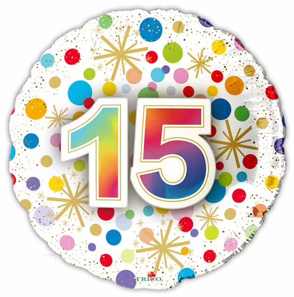 Number 15 Foil Balloon, 18 Inch