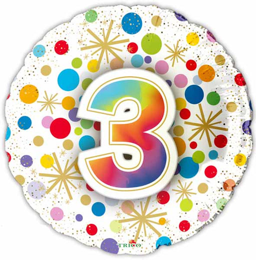 NUMBER BALLOONS "3" 18" 1/PKG