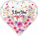 I LOVE YOU MOM WHITE HEART 18" FOIL PKG