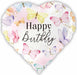 Happy Birthday Heart & Butterfly 18-Inch Foil Balloon