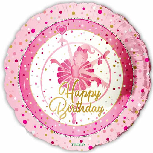 Happy Birthday Ballerina 18-Inch Round Foil Balloon