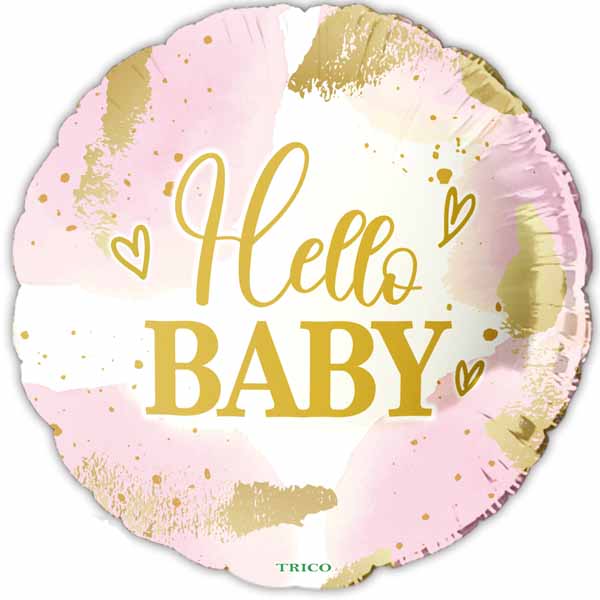 Hello Baby Pink 18-Inch Round Foil Balloon