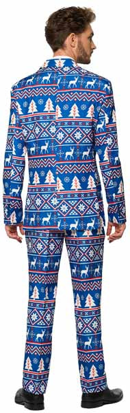 Suitmeister Men's Blue Nordic Christmas Suit, Small