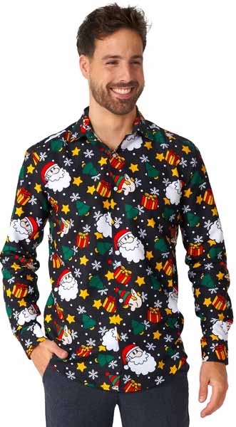 Suitmeister Men's Santa & Elves Christmas Shirt, Medium