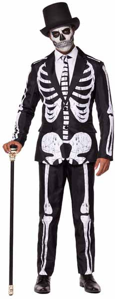 Suitmeister Men's Skeleton Grunge Black Suit, Medium