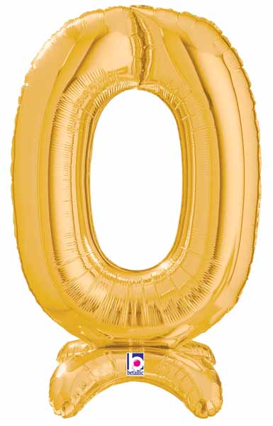 Meg aloon Gold Number 0 Stand-Up Balloon, 25 Inch