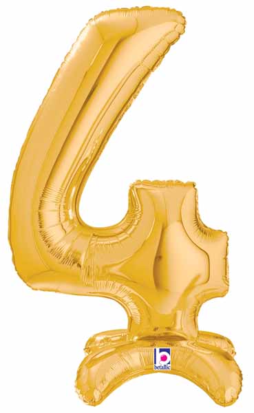 Megaloon Gold Number 4 Stand-Up Balloon, 25 Inch