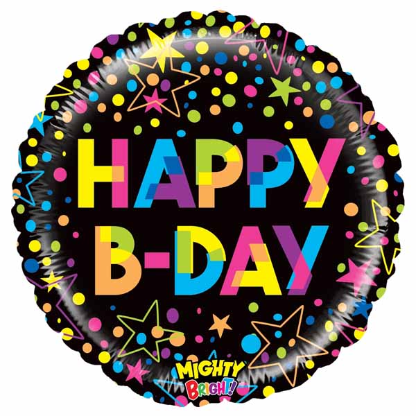 Mighty Colorful Birthday 21-Inch Round Foil Balloon