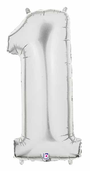 34" Silver Number 1 Megaloon Balloon