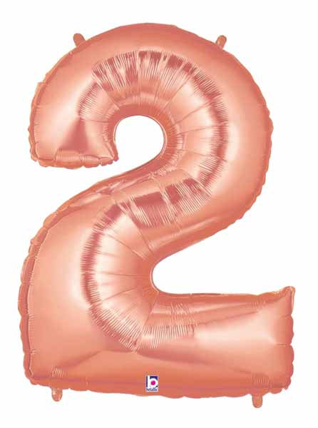 Megaloon Number 2 Rose Gold Balloon, 34 Inch