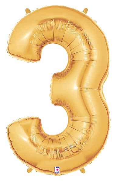 34-Inch Gold Number 3 Megaloon Balloon