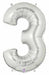 34" Silver Number 3 Megaloon Balloon
