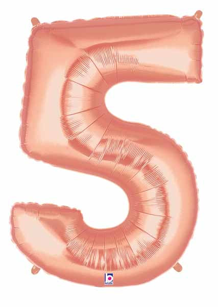 Megaloon Rose Gold Number 5 Balloon, 40 Inch