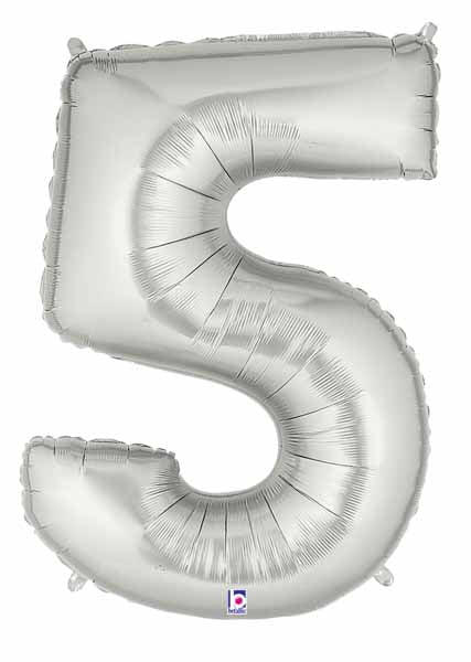 Meg aloon Silver Number 5 Balloon, 34 Inch