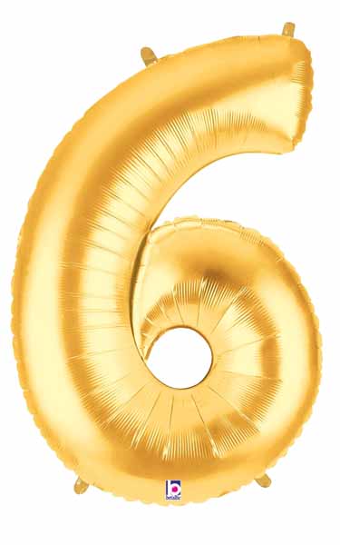 Megaloon Gold Number 6 Balloon, 34 Inch