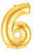 Megaloon Gold Number 6 Balloon, 34 Inch