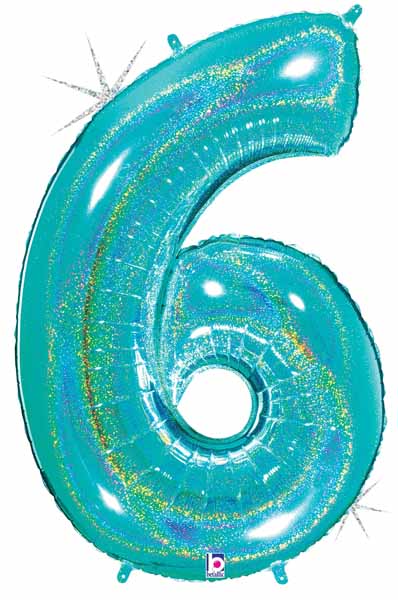Megaloon Number 6 Holographic Balloon, 40 Inch