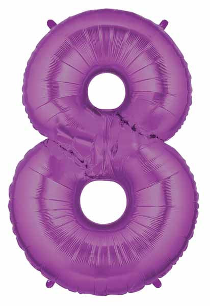 Purple Number 8 Megaloon Balloon, 40 Inch