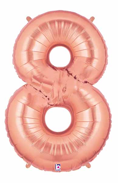 Megaloon Rose Gold Number 8 Balloon, 34 Inch