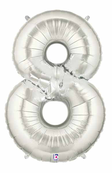 34-Inch Silver Number 8 Megaloon Balloon