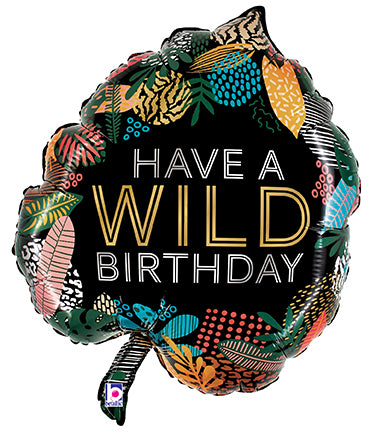 Wild Birthday Tropical Leaf Shaped Foil Balloon