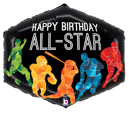 All Star Sports Birthday 30-Inch Shaped Foil Balloon