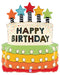 Birthday Cake with Star Candle 31-Inch Foil Balloon