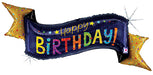 Navy Birthday Banner Holographic Foil Balloon, 51 Inch