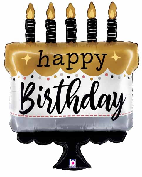 28 Inch Satin Birthday Cake Foil Balloon
