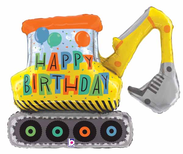 Happy Birthday Excavator Digger 31-Inch Foil Balloon