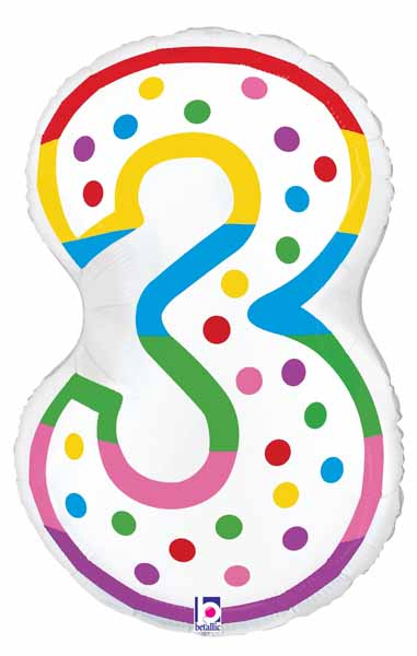 Number 3 Birthday Candle Foil Balloon, 24 Inch